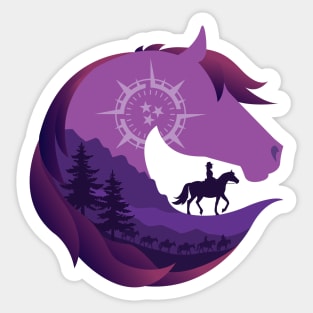 Horse Head Trail Riding Silhouette • Purple Sticker